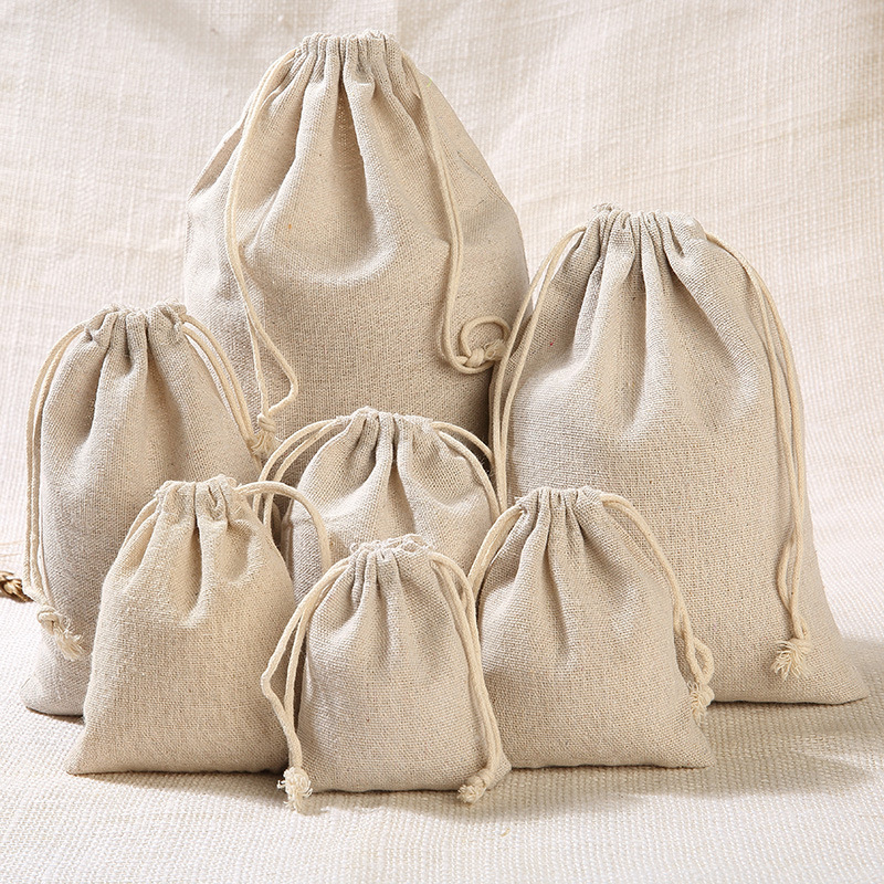 棉麻平口束口袋纯棉布艺收纳袋手工香囊空袋香包布袋礼品包装布袋