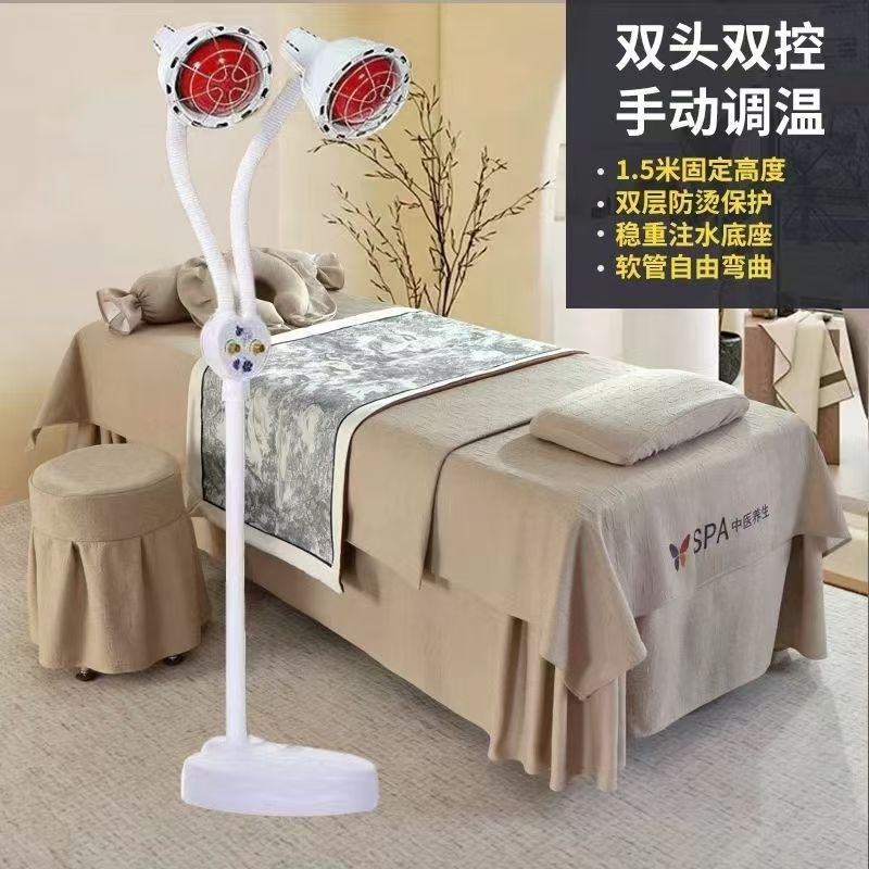 Lámpara de fisioterapia infrarroja, lámpara de horneado de dos cabezas, aparato doméstico de fisioterapia, lámpara de horneado de energía solar, aparato de fisioterapia de infrarrojos lejanos transfronterizos