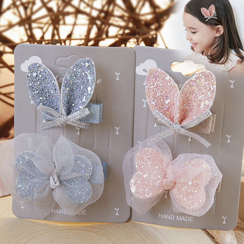 2pack Children's bow hair accessories stage performance photos bunny ears baby hairpin girl cute princess side clip girl headdress