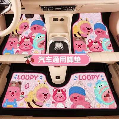 Avtomobil döşəmə paspasları – loop car floor mats - zx-cute-loopy05-5060crystal-velvet-with-dot-plastic-sole-for-the-front-foot