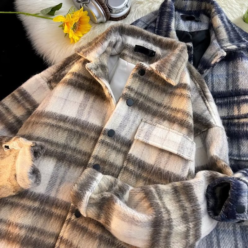Men's Autumn/Winter Short Wool Coat, Unique Lapel Jacket, Stylish Casual Jacket, Warm Top for Couples