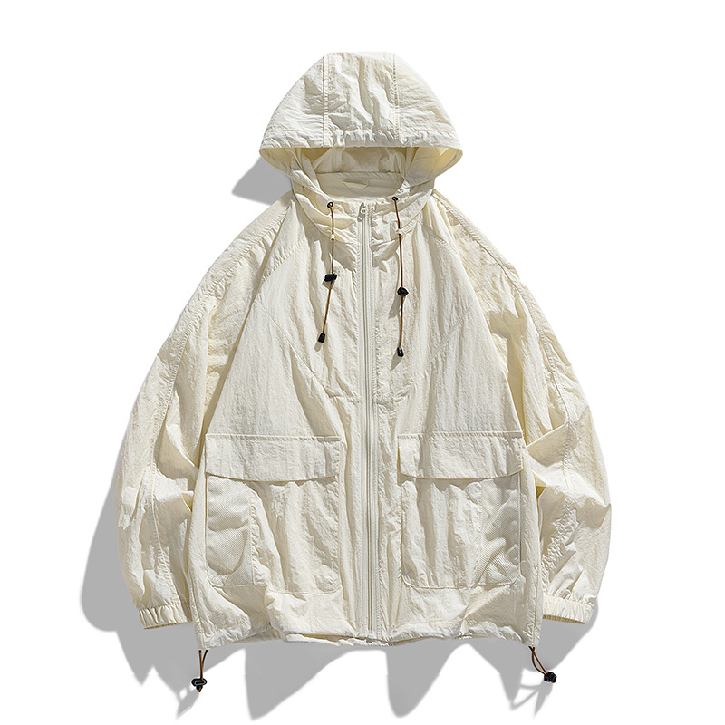 Sun Protection Clothing Men's Summer Casual Hooded Ice Silk Jacket Youth Skin Clothing Outdoor Fishing Clothing Cycling Sun Protection Clothing