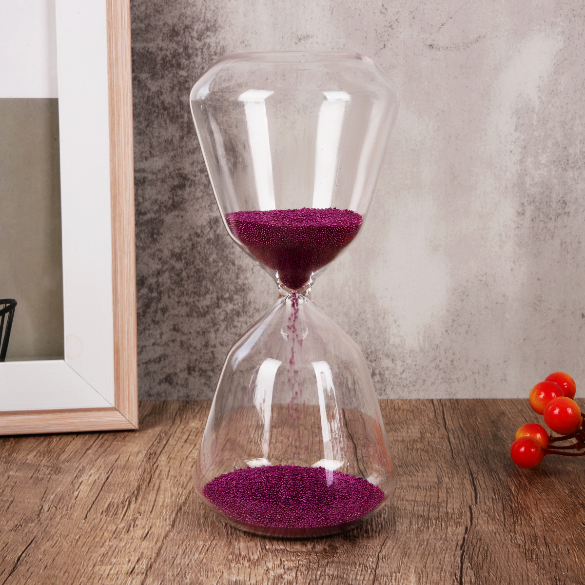 Reloj de Arena Circular de Vidrio Decorativo de Vidrio de Borosilicato Alto para Sala de Estar