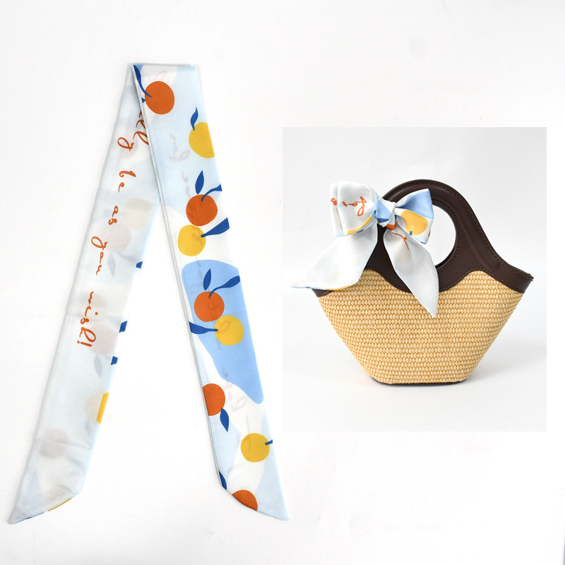 Primavera y otoño lindo y dulce bufanda de seda larga cinta para el cabello caja de regalo bolsa de amarre cinta multifunción fresca pequeña y versátil