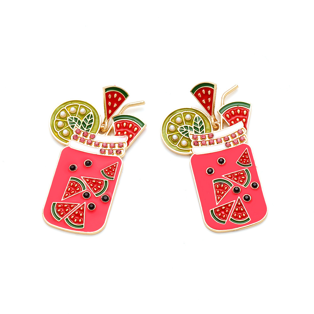 Drop Earrings Classification 1 Pair Quantity Cartoon Style Fruit Zinc Alloy Enamel Women's Drop Earrings