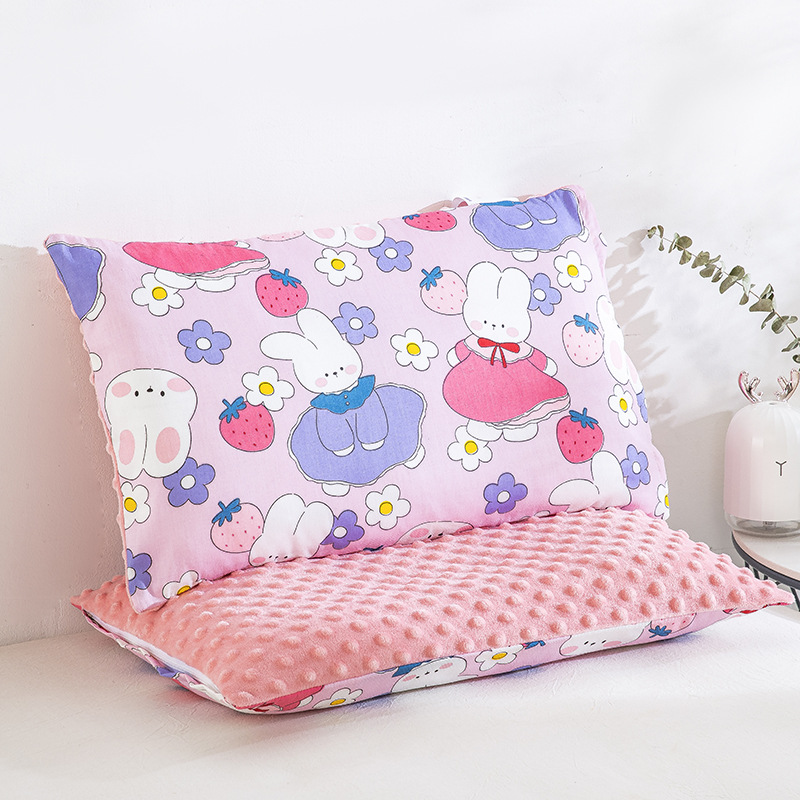 Almohada para niños de jardín de infantes AB cara Almohada de terciopelo de guisantes de algodón Almohada de almohada desmontable para niños de uno a diez años