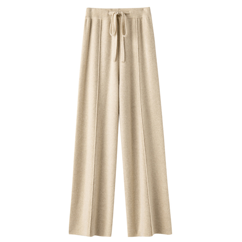 High Waist Wide Leg Pants Women's Casual Dosing Non-Wool Straight Pants Winter New Arrival Intly Woven All-match Knitted Pants