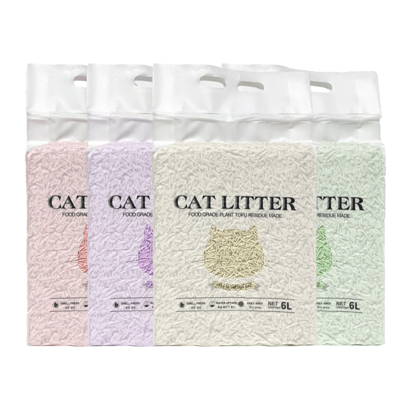 Transfronteriza arena de gato Inglés embalaje 6L tofu arena de gato 2kg desodorizante enmascaramiento de sabor bajo polvo lavable arena de gato OEM / ODM