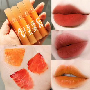 Carrot Lip Glaze Orange Rotten Tomato European and American Niche Nude Lipstick Eating Earth Pumpkin Orange
