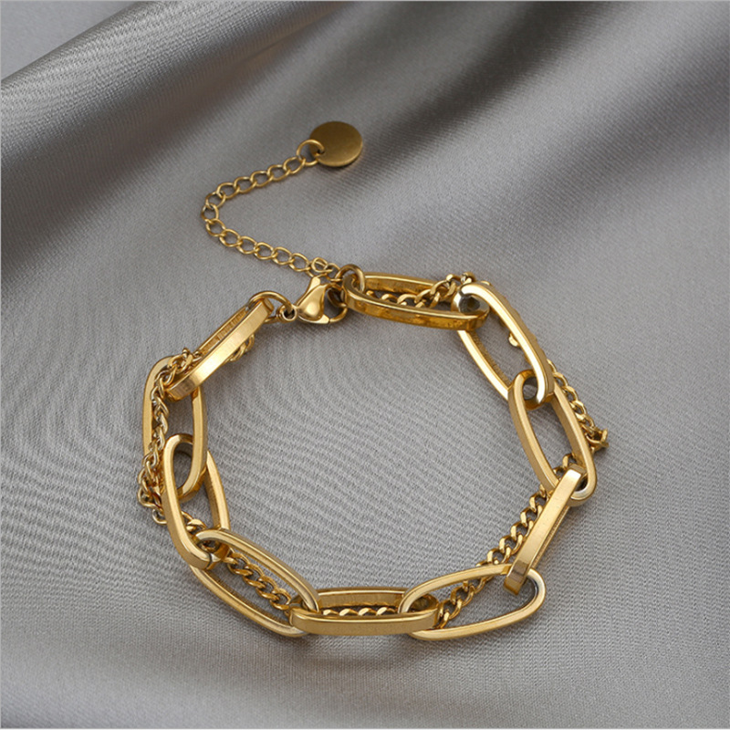 Geometric 304 Stainless Steel 18K Gold Plated Bracelets In Bulk display picture 3