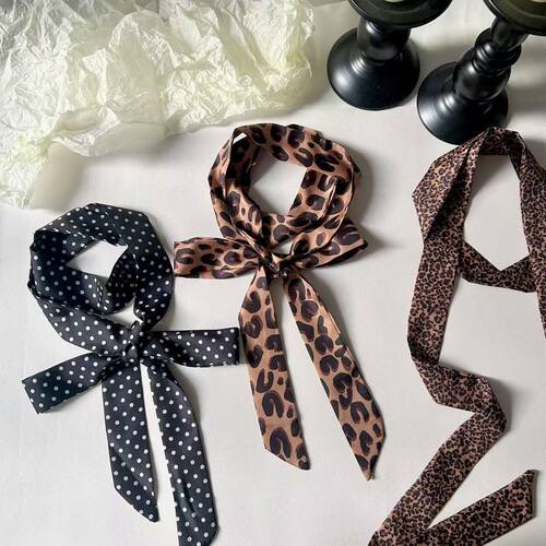 Elevated, versatile leopard and polka-dot silk scarf: a retro, edgy 