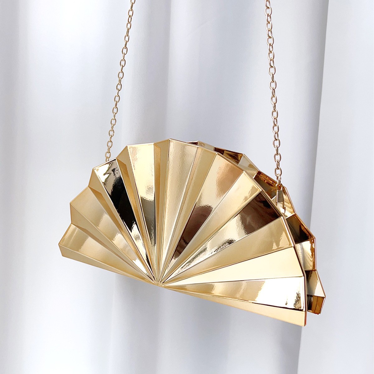 Cross-Border Women's Beaded Evening Bag Fashion Beaded Fan-Shaped Sequin Clutch Acrylic Fan-Shaped Evening Bag - Thumbnail 3