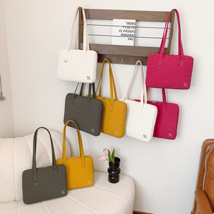 New Korean Style Simple Solid Color Portable Shoulder Bag Laptop Bag College Student Class Laptop Bag