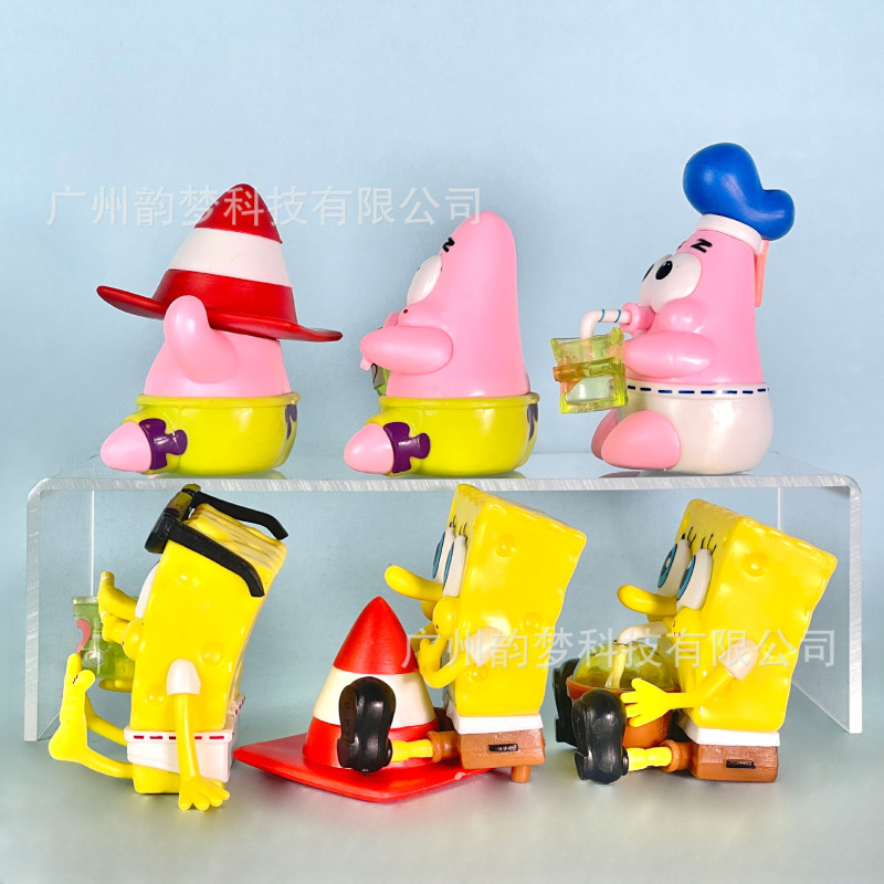 国境を越えた送料無料スポンジボブの仲良しフィギュアおいしいカニバーガーパイビッグスターブラインドボックスガシャポン人形機人形|undefined