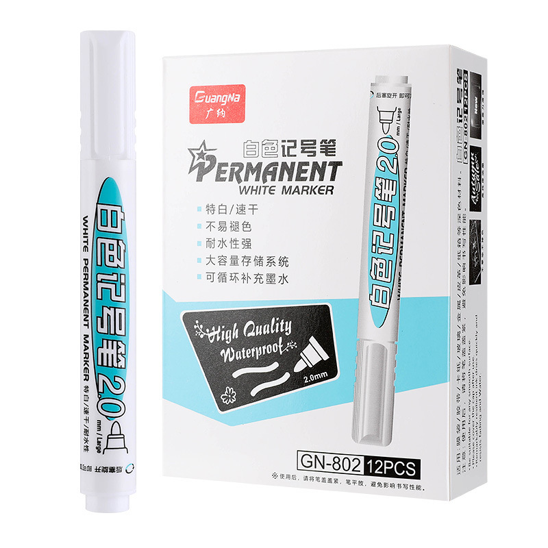 Guangna GN802 marcador blanco de 2mm de secado rápido impermeable pintura industrial pluma neumático pintura pluma marcado pluma