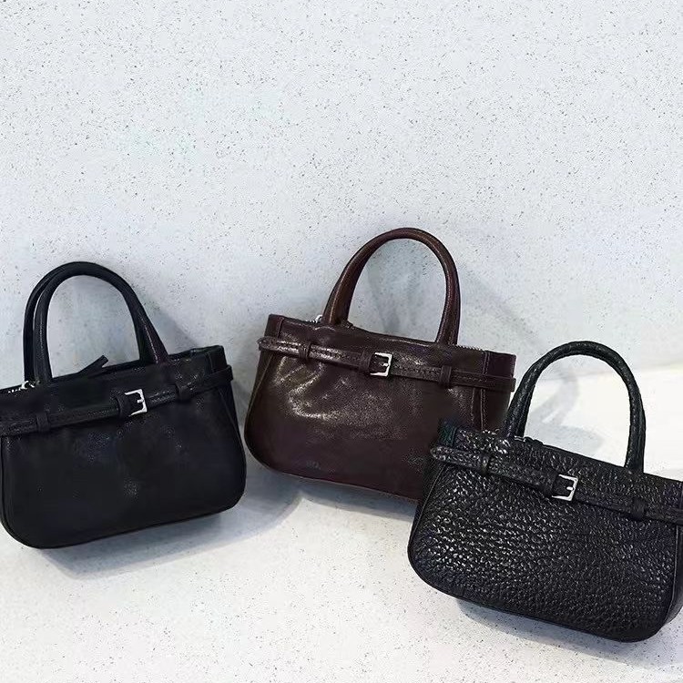 Japan & Korea Version Genuine Leather Women's Handbag Vegetable Tanned Cowhide Tote Bag Spring/Summer New Fashion Simple Shoulder Crossbody Bag - Thumbnail 3