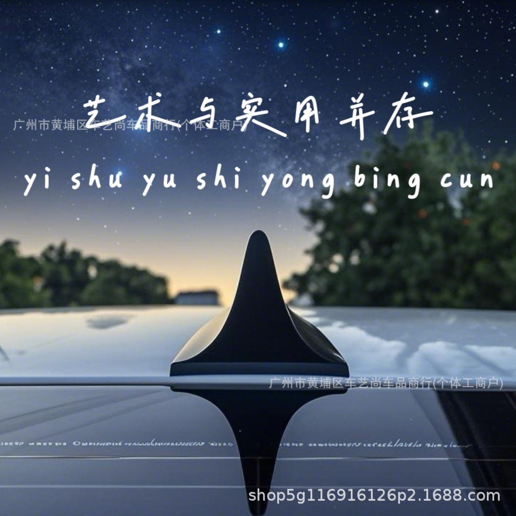 Car Shark Fin Sports Car Universal Modified Wind Blade Spoiler Tail Wing Black Personalized Suitable for Car Roof Antenna
