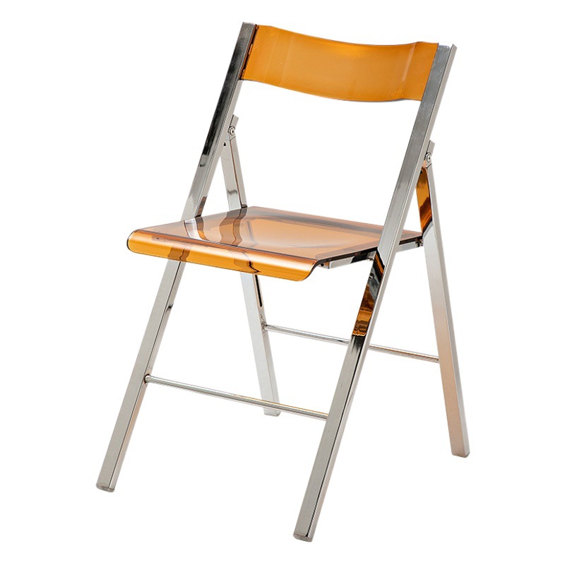 Metal Folding Chair Internet Celebrity Photo Transparent Backrest Chair Fashion Acrylic Makeup Chair Clothing Milk Tea Shop Dining Chair