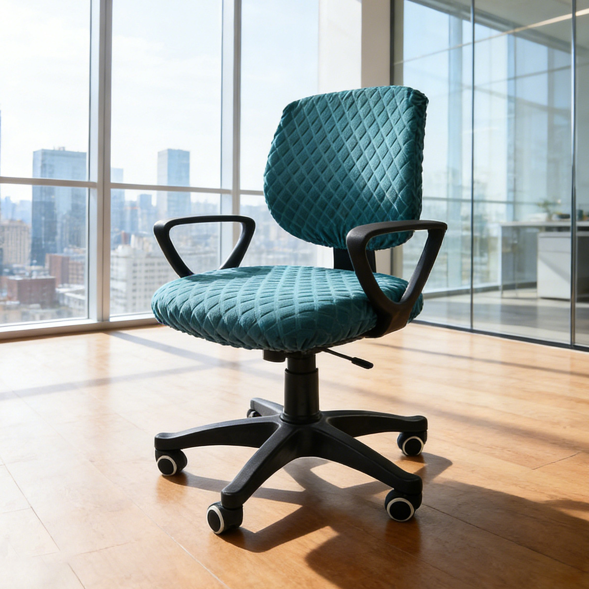 Funda para silla de oficina dividida con diamantes de jacquard elástico transfronterizo Funda para silla giratoria para ordenador de oficina en casa de color sólido europeo y americano de Amazon