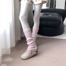 法式镂空钩花针织袜套女秋冬芭蕾风少女喇叭口显瘦阔腿中筒堆堆袜