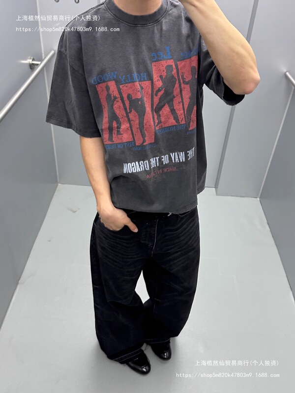 HC/HermitCreate ブルース・リー 2.0 デジタルダイレクトインジェクション 300G ヘビーウェイト メンズ 半袖 ウォッシュド Tシャツ|undefined