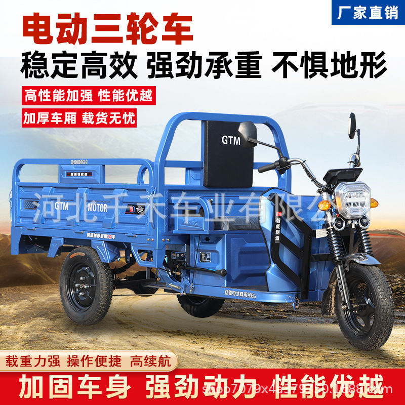 Cross-Border Gtm Electric Tricycle Pull Cargo Load King Weighted Tipping Bucket Agricultural Cross-Border Manufacturer Battery Car Electric Car