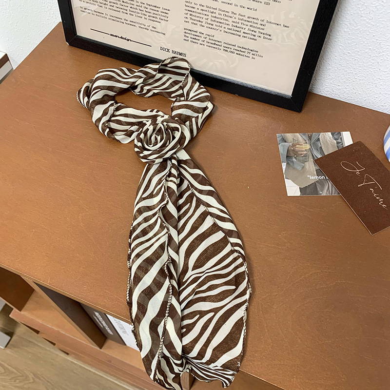 Pañuelo de seda para mujer, tira larga, sentido de alta calidad, lunares, corbata estrecha y delgada, pañuelo de flor de rosa, cinturón para el cabello, cinturón al por mayor