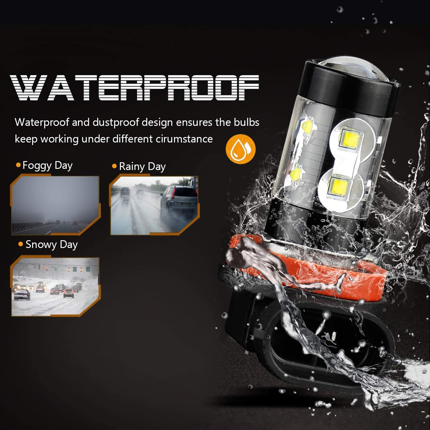 Tcyato Car Led Fog Lights High Power H11 50W Front Fog Lights H8 H9 High Brightness Anti-Fog Lights