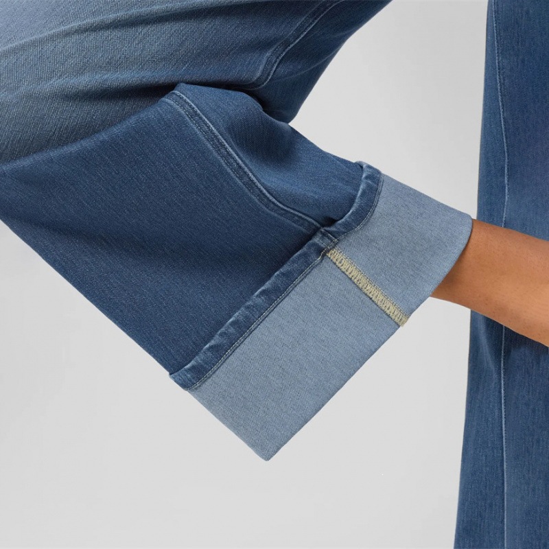 Jeans Rectos de Cintura Alta para Mujer de Algodón y Poliéster Corte Recto para Uso Diario