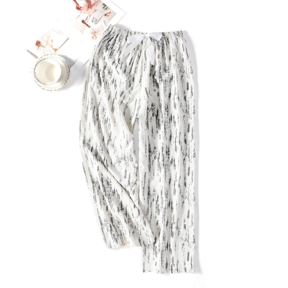 Pantalones de pijama de verano Source 45 de algodón y seda, pantalones anchos de nueve puntos para mujer, finos, talla grande, pantalones holgados para aire acondicionado, pantalones de playa