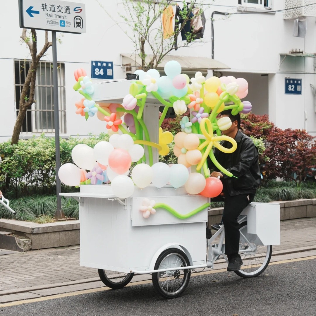 网红咖啡摆摊车移动广告街边宣传促销车蛋糕推销车超市展示货物车