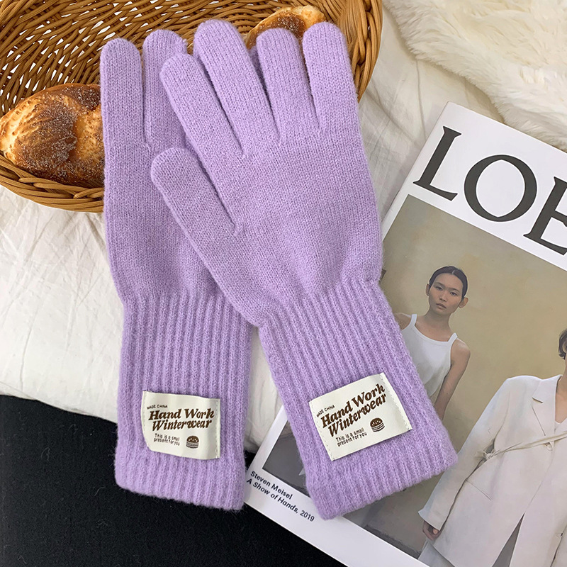 Guantes de ciclismo 2025, otoño y invierno nuevos guantes de punto de lana gruesa alargada guantes de dedo caliente al por mayor