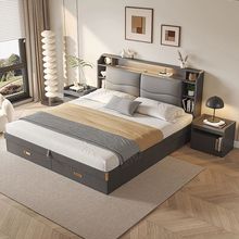 现代简约高箱储物床小户型1.8米1.5m1.2m主卧板式收纳双人床