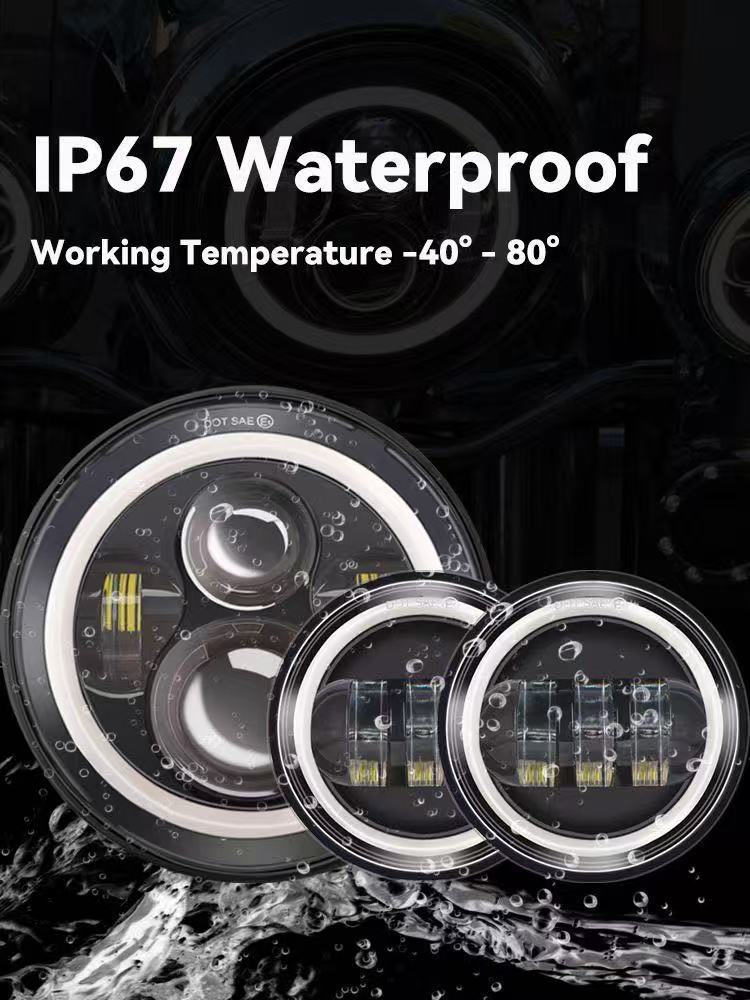 Suitable for Harley 7inch Led Headlights, 4.5inch Fog Lights, Road King Successor, Universal Full Set of Modified Lights