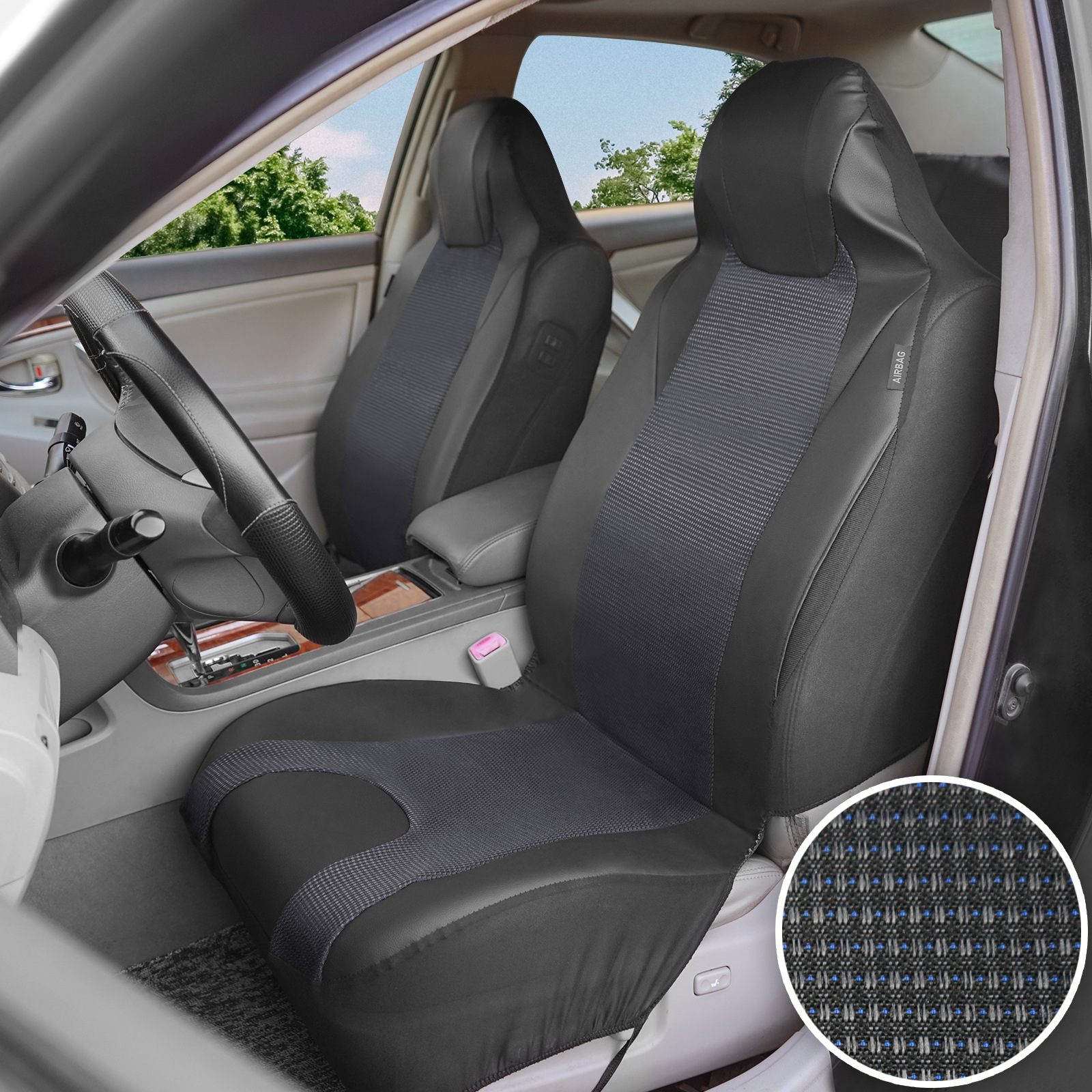 Aicheda's New Car Seat Cover Jacquard Fabric Black Gray Pvc Hooded One-Piece Three-Dimensional Stylish Design