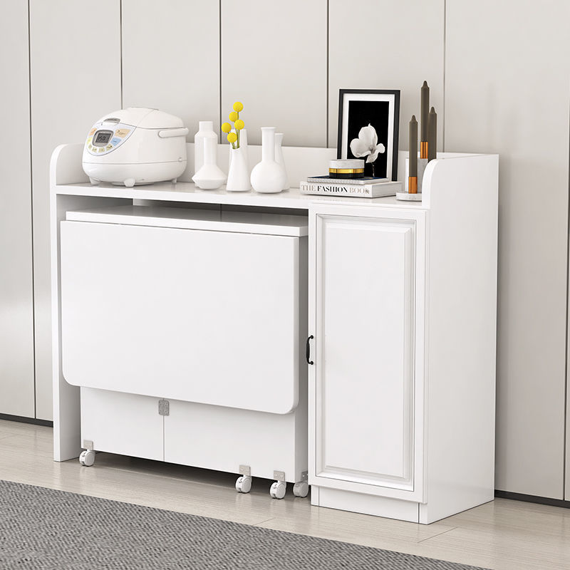 Mesa de comedor rectangular blanca de 1,2 m + gabinete lateral de 93 cm