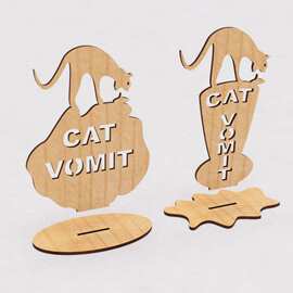 跨境新品 Cat vomiting sign猫呕吐标志牌木质工艺品家居装饰摆件