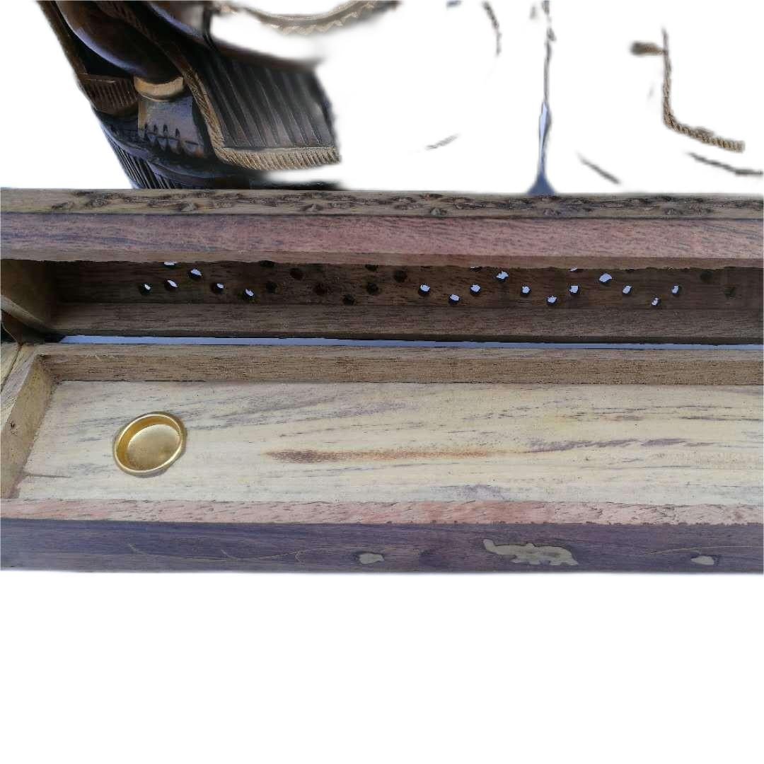 .印度香盒 适合竹签香塔香白铜芒果木宝塔  香插 手工雕空铜图案