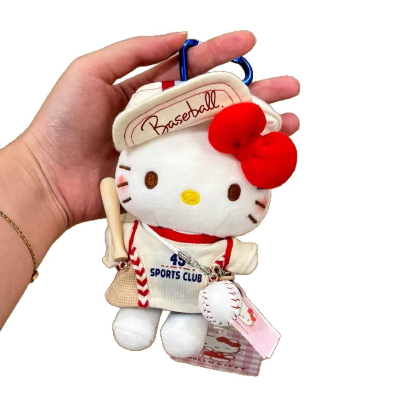 Plush Keychain (Hello Kitty) — Classic Backpack Pendant, Assorted Outfit Styles, 12 cm