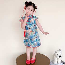 哪吒女童旗袍夏季2025新款儿童汉服小女孩国风裙子宝贝新中式衣服