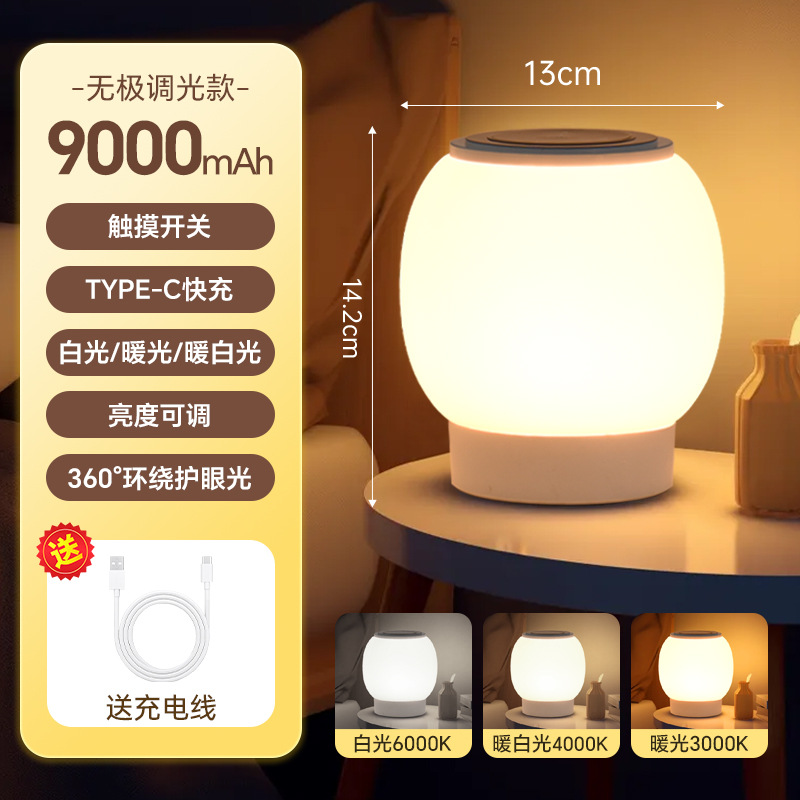 LED lámpara de noche recargable dormitorio luz caliente de cabecera control remoto cuarto de bebé lactancia protección de ojos lámpara de escritorio de noche pequeña