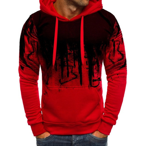 European and American-style men's splash-ink hoodies, blank printed sports pullovers, autumn/winter fleece sweatshirts—direct supply.