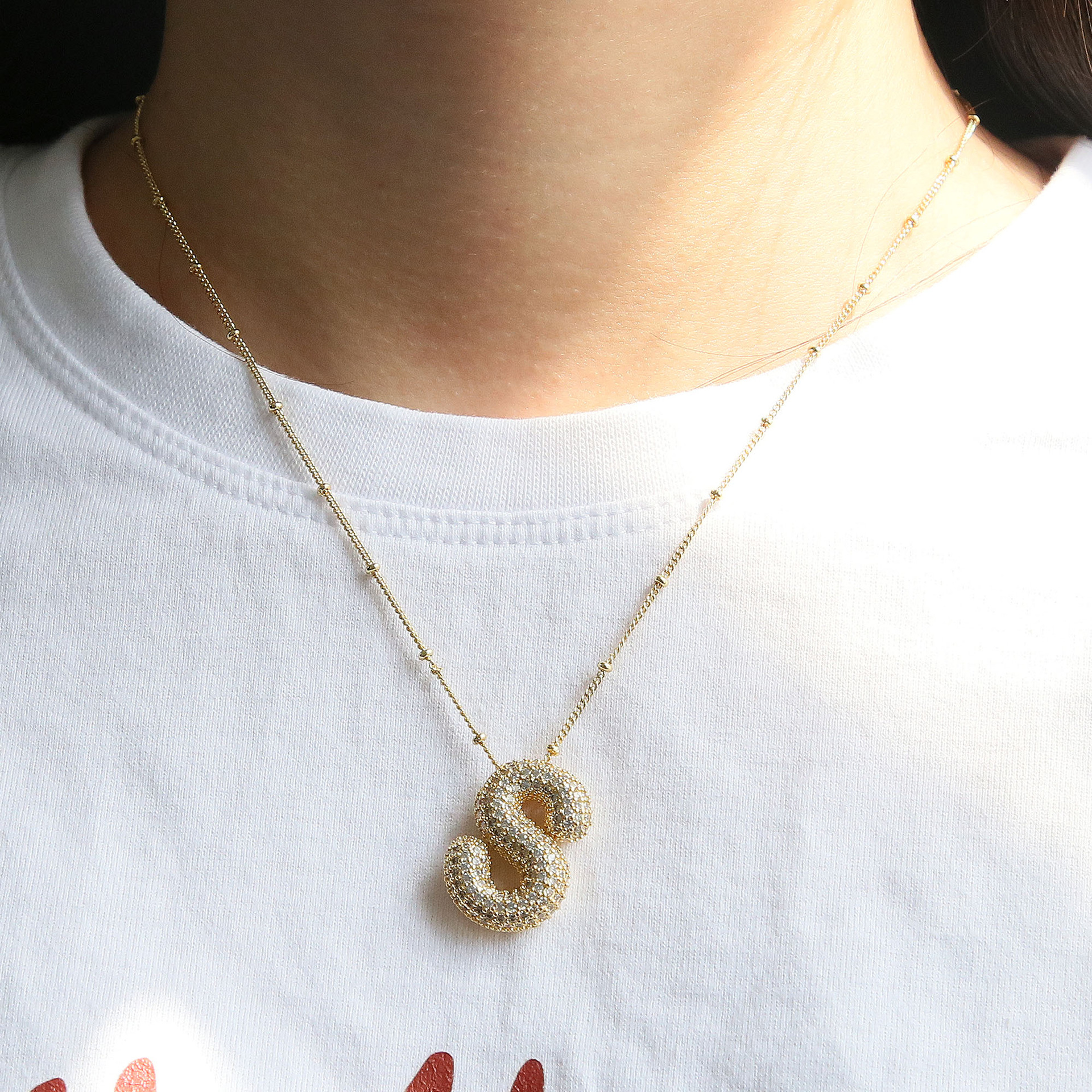 Zircon Inlay Material Charms, Pendant Necklace, Necklace Classification Brass Chain Material Balloon Brass Simple Style Brass Charms Pendant Necklace Necklace