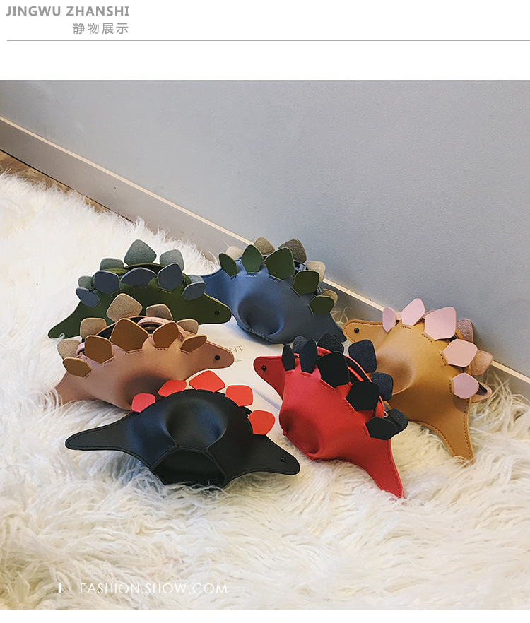 Daily Occasion Pu Leather Material Kids Backpack Backpack Dinosaur Pattern Kid's Small Pu Leather Dinosaur Cute Dumpling Shape Lock Clasp Crossbody Bag