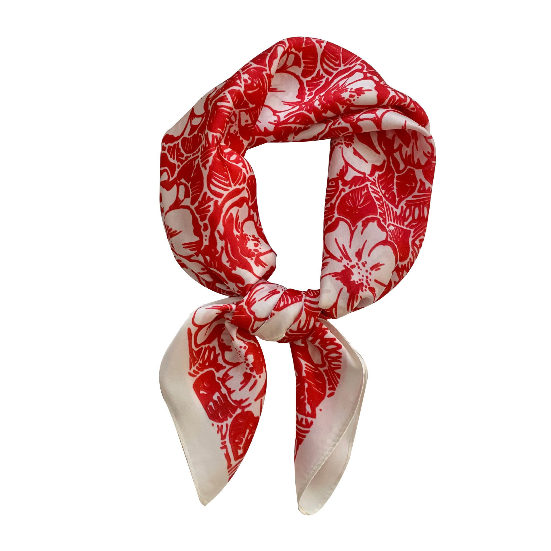 Bufanda de seda, bufanda cuadrada pequeña, sensación premium, nuevo estilo coreano, chal de seda de imitación dulce y fresco, bolso de flores, pañuelo en la cabeza, cinturón para el cabello