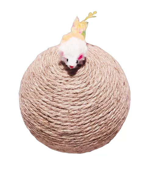 Large sisal ball 19 cm feathered rat