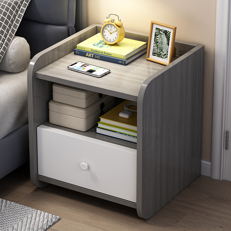 Bedside cabinet modern minimalist home bedroom small storage furniture bed side narrow gap cabinet for rental apartment nightstand