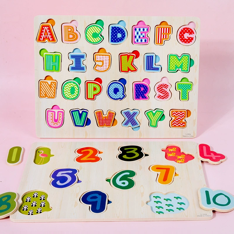 Wooden digital teaching cognitive brainteaser, grabber, toy