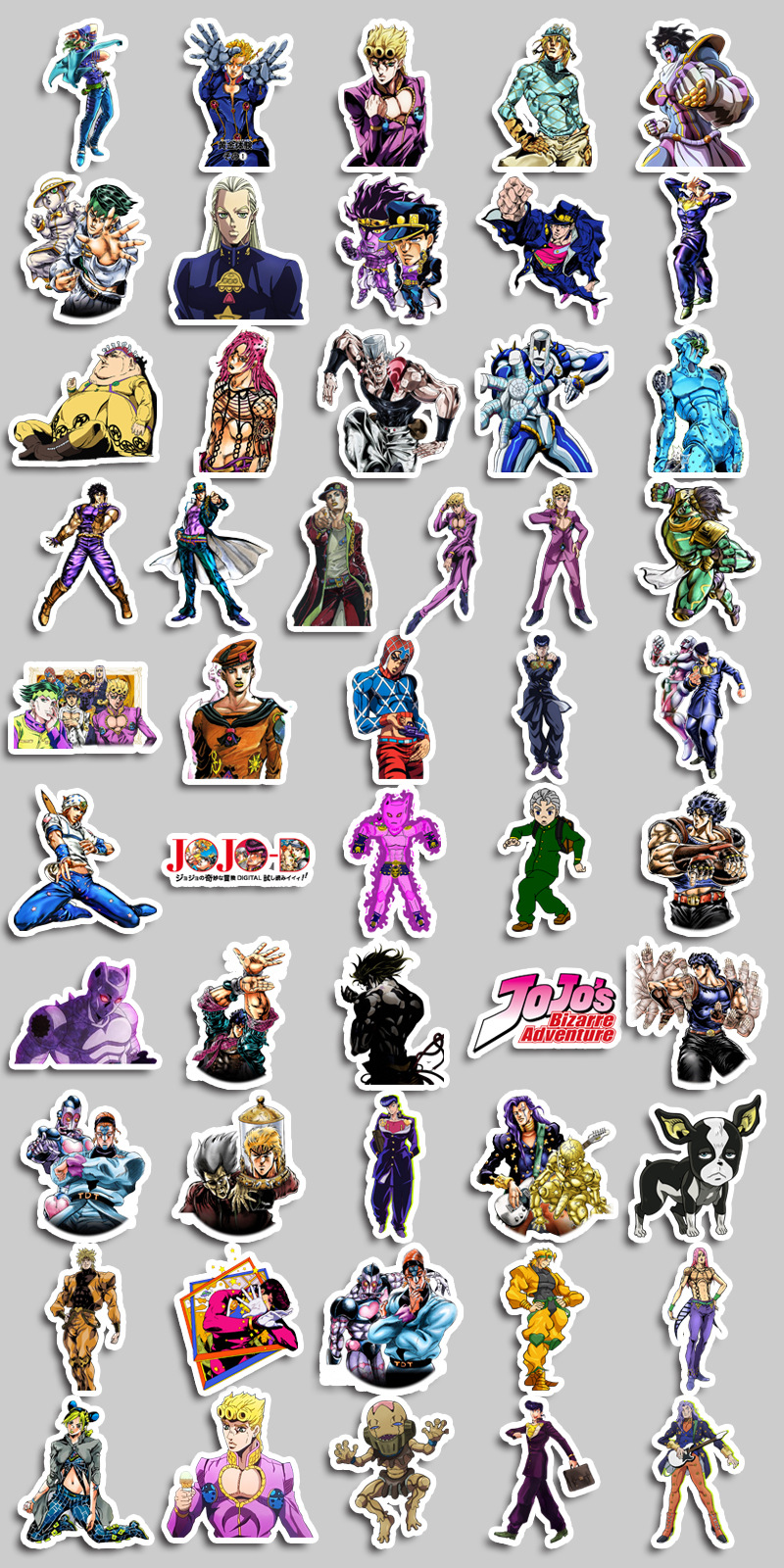 50 piezas de JOTO JoJo maravillosa aventura de dibujos animados transfronteriza equipaje pegatinas impermeable DIY álbum pegatinas