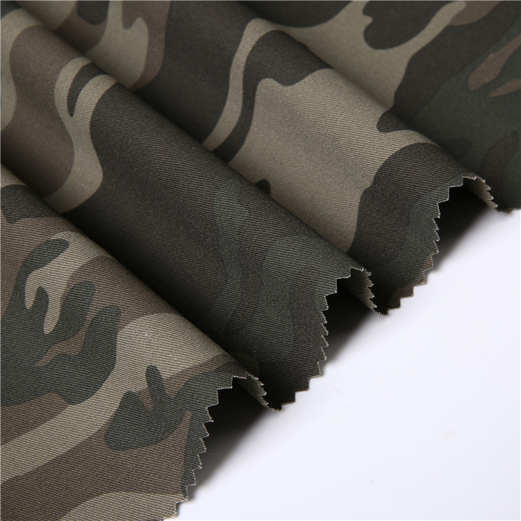Al por mayor tela de algodón tejido de ropa estirable tela de doble cara tela de impresión de camuflaje